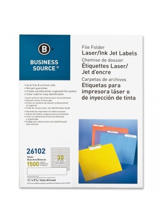 Labels, 0.66" Width x 3.43" Length - 30/Sheet - Rectangle - Laser, Inkjet - White - Paper - 1500 / Pack  - bsn26102